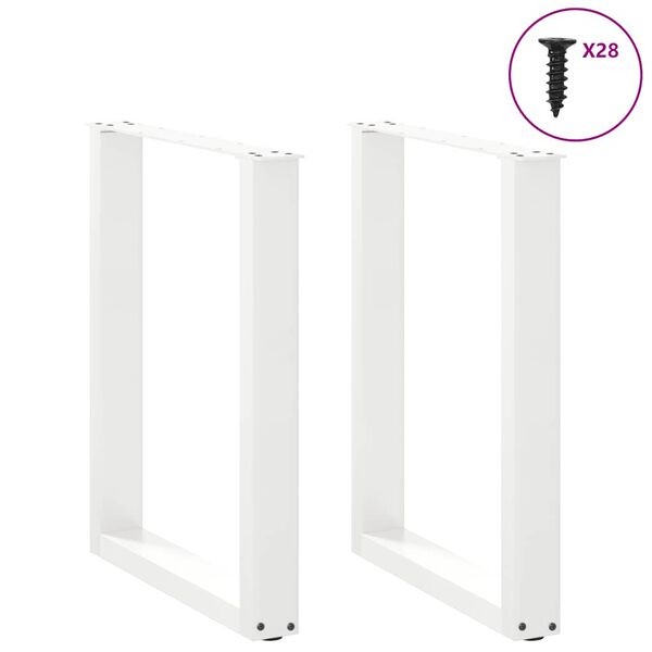vidaXL Patas para mesa de comedor en forma de U (2 unidades), color blanco, 70 x (72-73) cm, acero