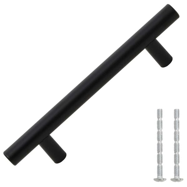 vidaXL Tiradores para armarios 10 uds acero inoxidable negro 96 mm