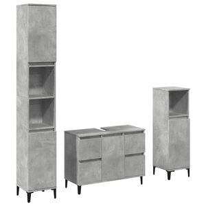 vidaXL Set muebles de ba&ntilde;o 2 piezas madera contrachapada gris hormig&oacute;n