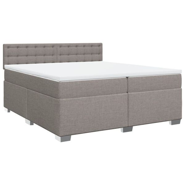 vidaXL Cama box spring con colch&oacute;n tela gris taupe 200x200 cm