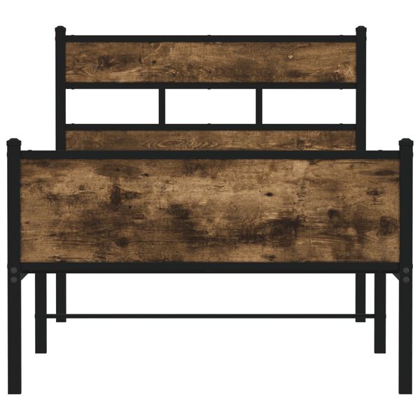 vidaXL Estructura de cama sin colch&oacute;n madera roble ahumado 90x190 cm