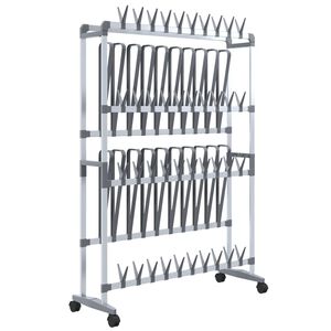 vidaXL Zapatero con ruedas plateado 89x27x120 cm