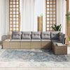 vidaXL Conjunto de sof&aacute; de jard&iacute;n 6 pcs Beige y gris rat&aacute;n sint&eacute;tico