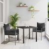 vidaXL Conjunto de Comedor de Jard&iacute;n 3 pcs Negro y Gris