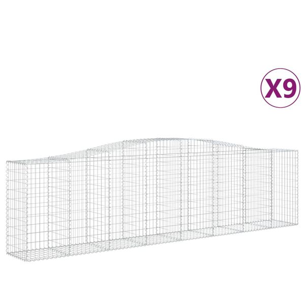 vidaXL Cestas de gaviones 9 uds forma de arco hierro 400x50x100/120 cm