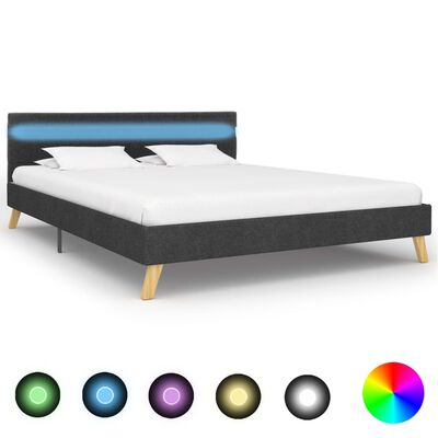 vidaXL Estructura de cama con LED de tela gris oscura 120x200 cm