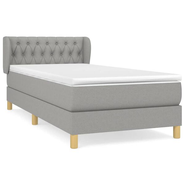 vidaXL Cama box spring con colch&oacute;n tela gris claro 100x200 cm