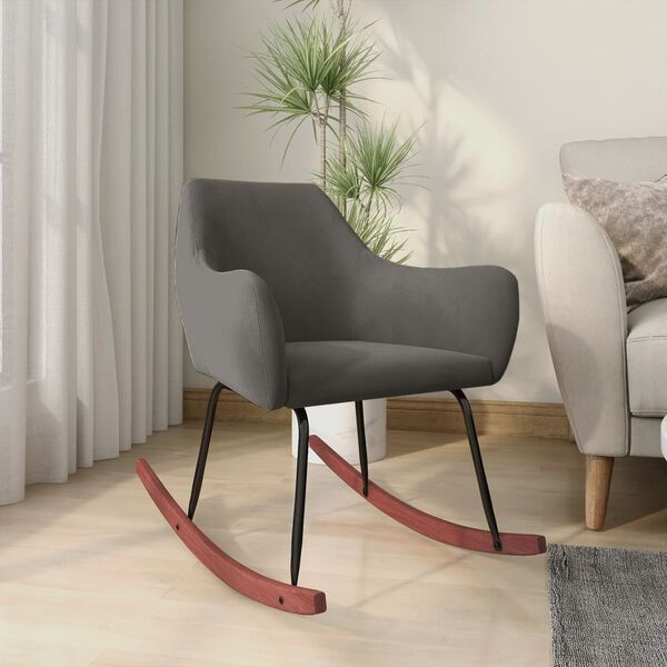 vidaXL Silla mecedora de terciopelo gris oscuro