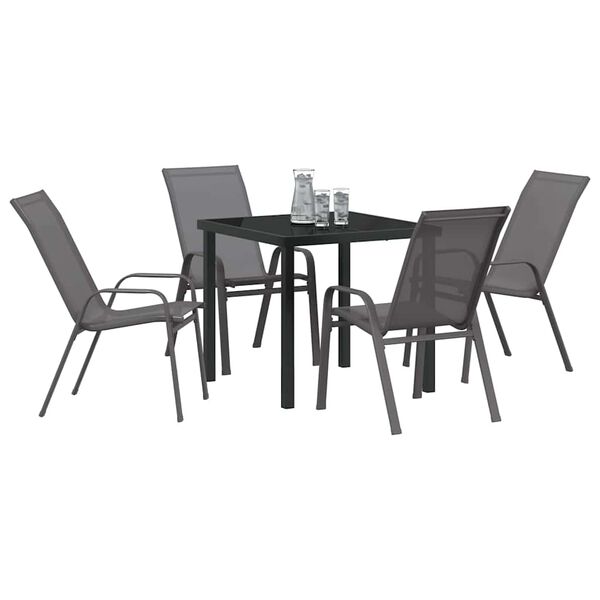 vidaXL Conjunto de Comedor de Jard&iacute;n 5 pcs Gris y Negro