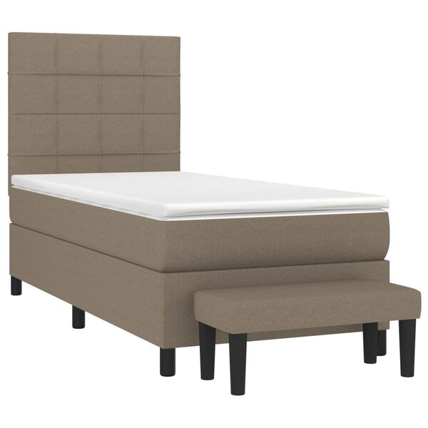 vidaXL Cama box spring con colch&oacute;n tela gris taupe 80x200 cm