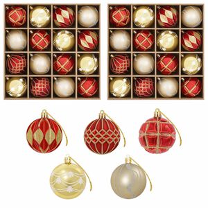 vidaXL Juego de bolas navide&ntilde;as 32 uds. Dorado y rojo &Oslash; 6 cm Pl&aacute;stico