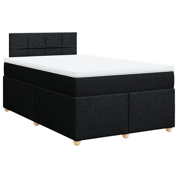 vidaXL Cama box spring con colch&oacute;n tela negro 120x190 cm