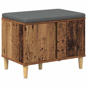 vidaXL Banco de entrada con coj&iacute;n Madera vieja 60 x 38 x 46 cm