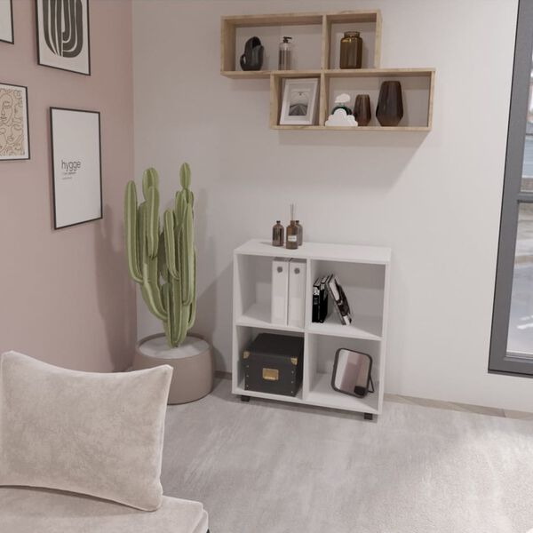 FMD Estanter&iacute;a con ruedas giratorias y 4 compartimentos blanco