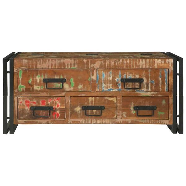 vidaXL Mesa de Caf&eacute; con caj&oacute;n Multicolor Madera s&oacute;lida recuperada