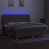 vidaXL Cama box spring colch&oacute;n y luces LED tela gris taupe 200x200 cm
