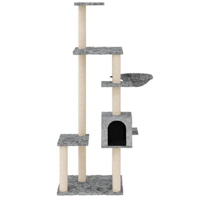 vidaXL Rascador para gatos con postes de sisal gris claro 142 cm