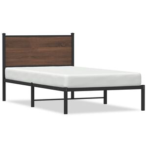 vidaXL Estructura de cama sin colch&oacute;n metal marr&oacute;n roble 100x190 cm