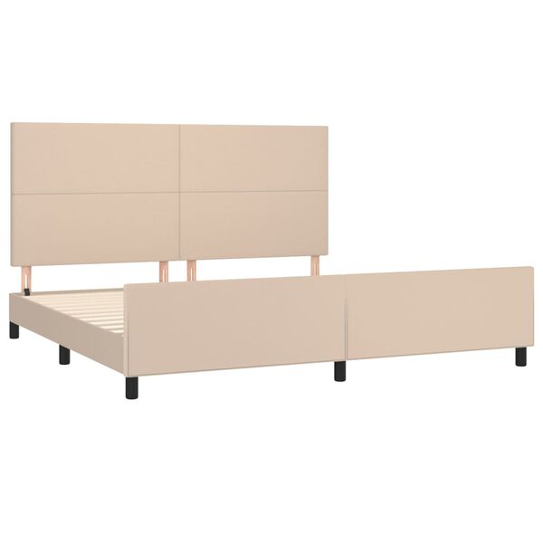 vidaXL Estructura cama sin colch&oacute;n cuero sint&eacute;tico capuchino 200x200cm
