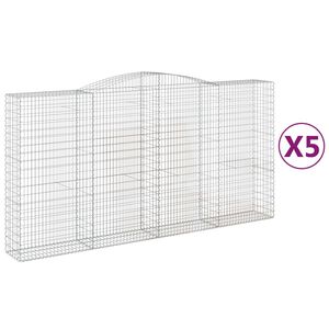 vidaXL Cestas de gaviones 5 uds forma de arco hierro 400x50x200/220 cm