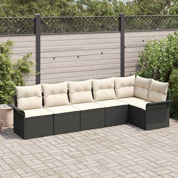 vidaXL Conjunto de sofá de jardín 6 pcs Negro ratán sintético