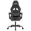 vidaXL Silla gaming giratoria y reposapi&eacute;s cuero sint&eacute;tico negro gris