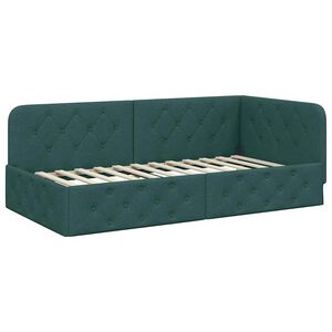 vidaXL Estructura de cama en esquina Verde oscuro 90 x 200 cm tela