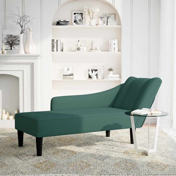 vidaXL Chaise longue con reposabrazos derecho terciopelo oscuro