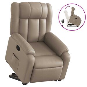 vidaXL Sill&oacute;n reclinable elevable cuero artificial color capuchino