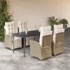 vidaXL Set comedor de jard&iacute;n 5 pzas con cojines rat&aacute;n sint&eacute;tico beige