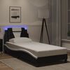 vidaXL Estructura de cama Viana con LED sin colch&oacute;n negro y blanco 90x190cm