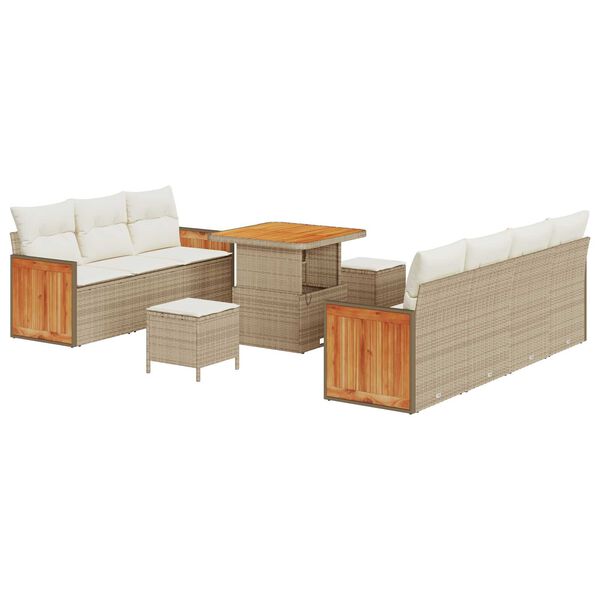 vidaXL Conjunto de sofá de jardín 10 pcs Beige y Crema 80 x 80 x 71 cm