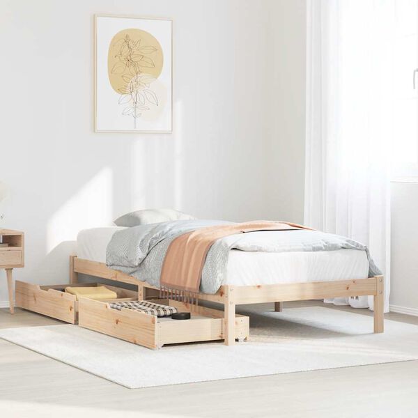 vidaXL Estructura de cama sin colch&oacute;n madera maciza pino 75x190 cm