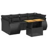 vidaXL Set de comedor de jard&iacute;n 7 pzas y cojines rat&aacute;n sint&eacute;tico negro