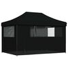 vidaXL Tienda de fiesta plegable Pop-Up con 4 paredes laterales negra
