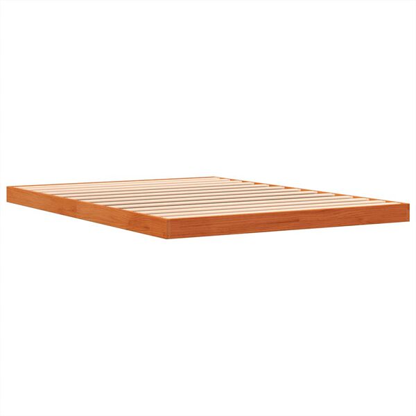 vidaXL Cama sin colch&oacute;n madera maciza de pino marr&oacute;n cera 140x190 cm
