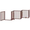 vidaXL Puerta para perros plegable 6 paneles madera &aacute;lamo marr&oacute;n 300cm