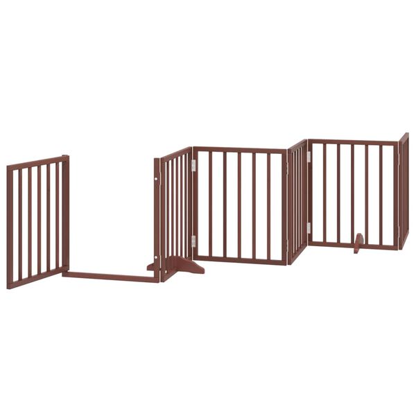 vidaXL Puerta para perros plegable 6 paneles madera &aacute;lamo marr&oacute;n 300cm