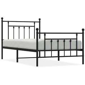 vidaXL Estructura cama sin colch&oacute;n con estribo metal negro 100x190 cm