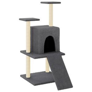 vidaXL Rascador para gatos con postes de sisal gris oscuro 110 cm