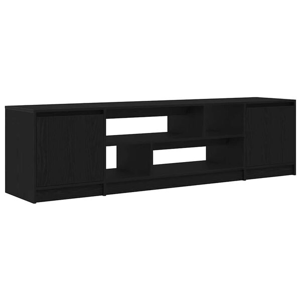 vidaXL Mueble de TV de madera de roble negro 188,5x41x50 cm