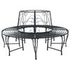 vidaXL Banco de &Aacute;rbol 8-N&uacute;mero de plazas &Oslash; 160 x 89 cm Acero Negro