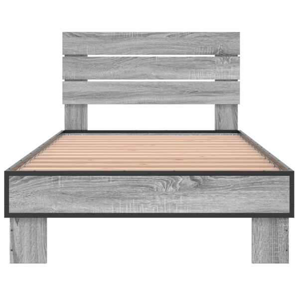 vidaXL Estructura cama madera ingenier&iacute;a metal gris Sonoma 90x200 cm