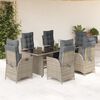 vidaXL Set comedor jard&iacute;n 7 pzas y cojines rat&aacute;n sint&eacute;tico gris
