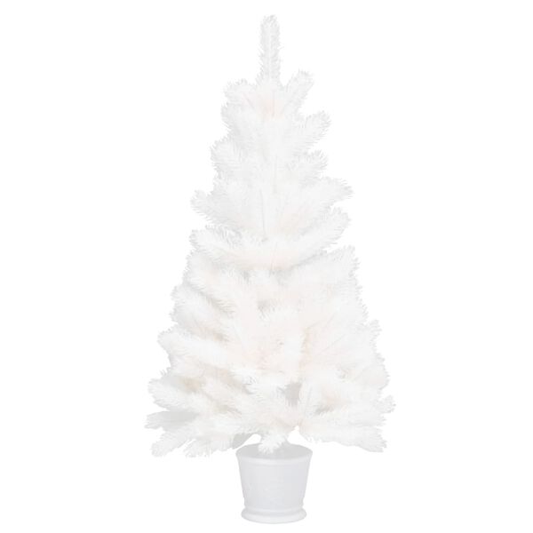 vidaXL Árbol artificial de Navidad con hojas realistas blanco 90 cm