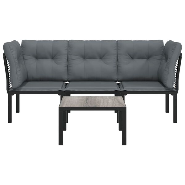 vidaXL Set de muebles de jardín 4 piezas ratán sintético negro y gris
