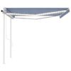 vidaXL Toldo autom&aacute;tico LED sensor de viento azul y blanco 4,5x3,5 m