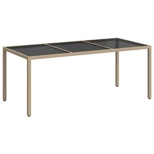vidaXL Mesa jard&iacute;n vidrio templado rat&aacute;n sint&eacute;tico beige 190x90x75 cm