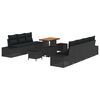 vidaXL Conjunto de sof&aacute;s de jard&iacute;n 10 uds. Negro rat&aacute;n sint&eacute;tico