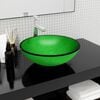 vidaXL Lavabo de vidrio templado verde 42x14 cm